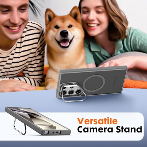 Image of DIZORO TPU Samsung Galaxy S23 Ultra Case Compatible with Wireless Charging,with Camera Stand,Military Grade Drop Tested,Translucent Hard Back Soft Edge Back Cover (Titanium)