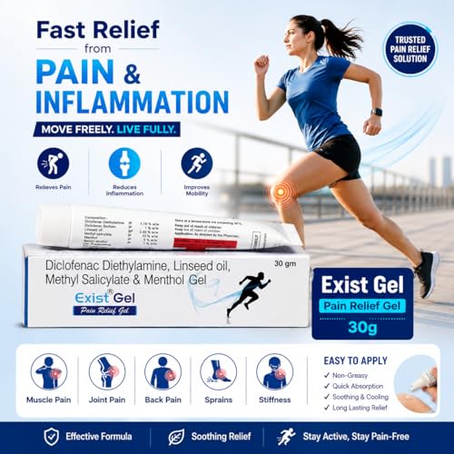 Image of EXIST-GEL Quick Relief from Knee Pain, Back, Neck, Joint Pain and Sprains | Eases Inflammation and Muscle Spasms | Deep Absorption | Pack of 2 | 60 GM