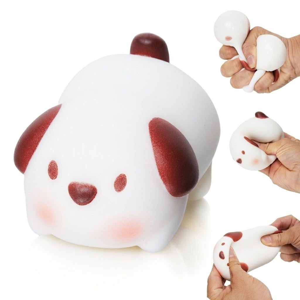 Lenoka Foam Dog Squishy,Cute Puppy Soft Office Stress Relief Companion for Adults,Non Toxic Unique Squeeze Squishy Animals Toys,mini Puppy squishies Toys,Fidget Toys,Dog and Pig Squishy (White)