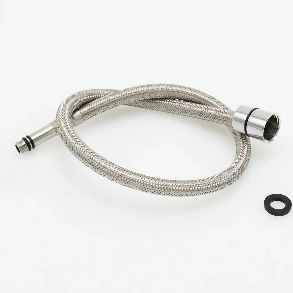 Inless Tuyau de robinet de cuisine en acier 50/60/70/80 cm, F1/2 M10 x 1, tuyau d'alimentation en eau, argenté, 1 pièce