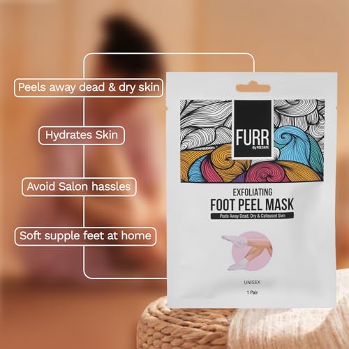 Image of FURR Glycolic Acid & Salicylic Acid Peeling & Exfoliating Foot Mask | Reduces Dry Skin & Hard Calluses| Exfoliates,Moisturizes & Hydrates Feet | Nourishing Foot Mask | Fits Like Socks | Unisex