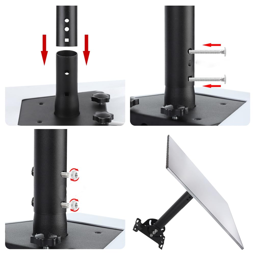 Kit de mural compatible avec récepteur satellite - Support de réglable à 360 degrés pour un meilleur signal - Connexion sûre et stable avec kit d'adaptateur de poteau de