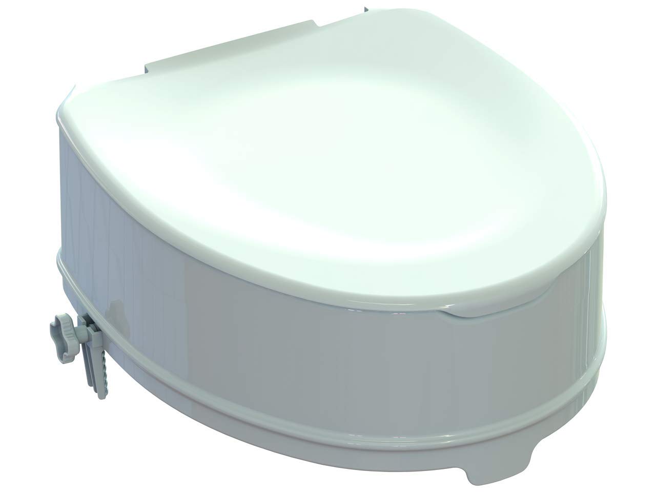 Rialzo WC con sistema di fissaggio + coperchio, rialzo 14 cm