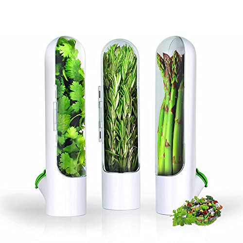 DSGDSF Herb Saver Best Keeper For Freshest Produce, Lasting Refrigerator Herb Keeper, Containers, Clear Herb Savor Pod, Herb Storage Container For Cilantro, Mint, Asparagus (set of 3)