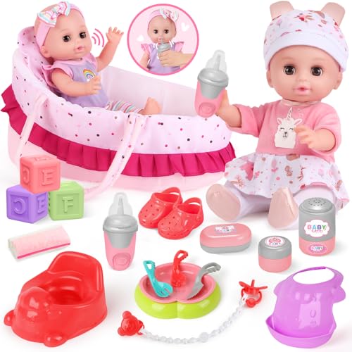 YOOHBERRYS Puppenset Kinder Spielzeug, 30cm Babypuppe Spielset, Spielpuppe...