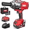 Alloyman Cordless Impact Wrench, 1475Ft-lbs (2000N.m) 1/2 High Torque Brushless Impact Gun, 20V Power Impact Driver, 4000mAh Battery,3 Sockets, Brushless Motor Variable Speeds for Car/Truck RV/Mower