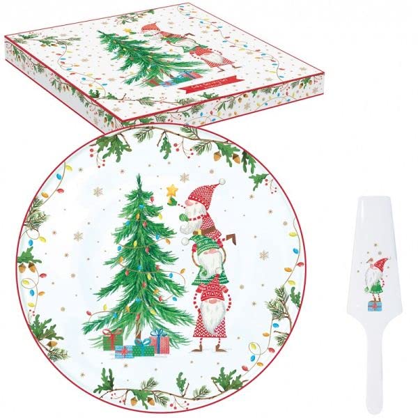 Easylife - Plat A Tarte en Porcelaine avec Pelle Ready for Christmas