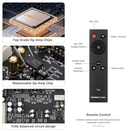 Image of AIYIMA T20 Fully Balanced Tube Preamp for Home Audio - ECC83 Tube Design, Swappable Op-Amps & Tubes, XLR /RCA Inputs /Outputs, Pre-Amp for 2 Channel Stereo Hi-Fi Amplifier & 2.1 Theater Setup