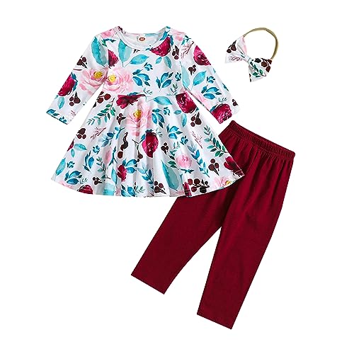 Toddler Baby Girls Floral Outfits Ruffle Shirt Pants Clothes Set