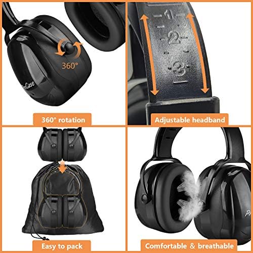 ProCase Professional Ear Defenders Adults, SNR 36 Db Autism Noise Cancelling Headphones Hearing Protection Ear Protectors Soundproof Earmuffs for Shooting Hunting Construction Work Mowing -Black