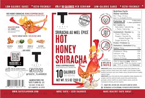 Taste Flavor Co. Flügel-Sauce und Marinade, großartiger Geschmack, keto-freundlich, kalorienarme Sauce Scharfer Honig-Sriracha (Hot Honey Sriracha)