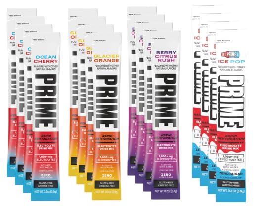 Prime Electrolyte Sticks with Rapid Rehydration Sticks Variety Pack 4 Flavors 16 Powder Packets for Instant Hydration | Bundled by Mix It Up Munchies | Healthy Gift Box