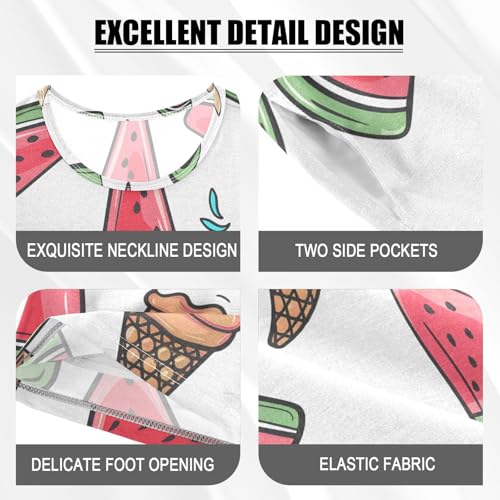 ALAZA Watermelon Ice Cream Pajamas Short Sleeve 2 Piece Sleepwear Top and Bottom Pajama Set Unisex4