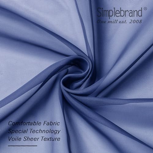 Image of Simplebrand Royal Blue Sheer Curtains 84 Inches Long 2 Panels, Light Filtering Rod Pocket Solid Color Window Sheer Curtain Panels, Elegant Curtains & Drapes for Living Room, Bedroom, 42 inch W x 84 inch L