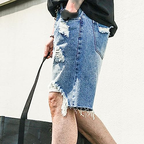 Shorts de mezclilla rasgados para hombre talla 33 azul miniatura 2