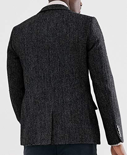 Casual Men's Suit Jacket Wool Herringbone Slim Fit Prom Tuxedos Blazer Wedding Groomsmen2