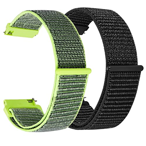 Verbstel Quick Release Nylon Fabric Replacement Adjustable for Samsung Gear S3/Galaxy Watch 46mm(2019)/Galaxy Watch 3 45mm Men Women(22mm, Green/Black)