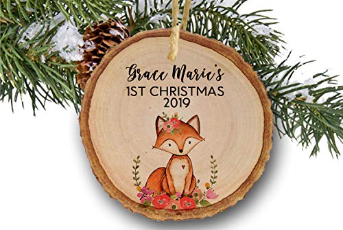 baby's first christmas fox ornament