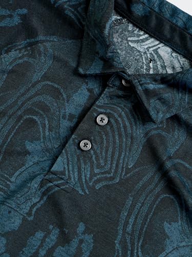 Image of TECHNOSPORT Men's Slim Fit All Over Print Polo Neck T-Shirt with Technocool+, UPF50+ for Regular Use