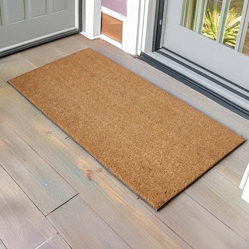 Image of Encasa XO Coir Door Mat for Home Entrance, Anti Slip PVC Back Natural