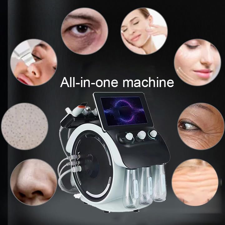 6-in-1 Deep Cleansing Facial Machine W/ 6 Working Head, Hydrodermabrasion Beauty Machine, Removes Blackheads And Smoothes Fine Lines, Leaving Skin Delicate And Smooth Blue