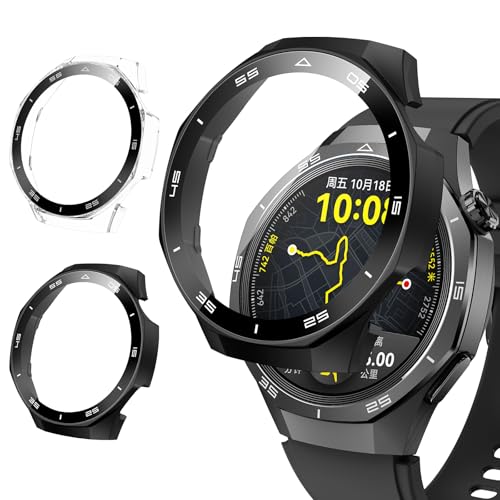 Neitra 2 Pezzi Cover per Huawei Watch GT 5 Pro 46mm, Custodia Protezione Totale Ultra Sottile Cover Rigida per PC Schermo con Pellicola Protettiva Vetro, Antiurto Custodia Protettiva per Huawei Watch