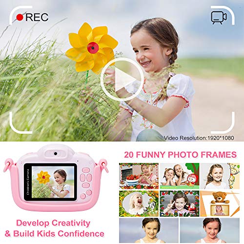 Minibear Kids Digital Camera For Toddler Girls Toy Camera Kids Video Camera, Children Selfie Camera 2.4 Inch Ips Screen Mini Kids Camcorder Video Recorder With 16Gb Sd Card - Pink #TOP2