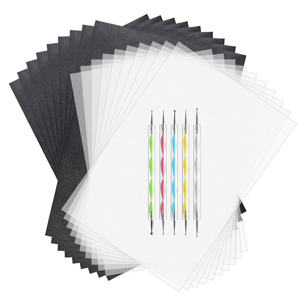 UDSKNV[KSL Carbon Copy and Tracing Paper Set of 150 Sheets with 5 Embossing Styluses for Art Surfaces