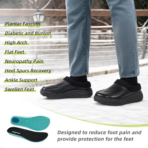 OrthoComfoot Women's Orthopedic Wide Winter Slippers for Diabetic: Comfortable Arch Support Flat Feet Plantar Fasciitis Leather Dress Shoes, Cushion Casual Warm Orthotic Foot Heel Pain Walking Shoes3