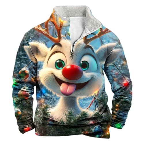 Neu Weihnachtspullover Herren Lustig Weihnachtsmann Rentier Schneemann...