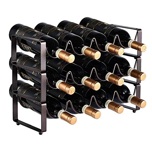 Soporte apilable para 12 botellas de vino negro mate miniatura 1