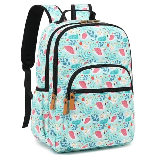 Leaper Mochila para laptop feminina: linda mochila floral para escola, faculdade, viagem, trabalho - mochila leve para crianças, Cisne azul-água, X-Large, Mochilas tradicionais