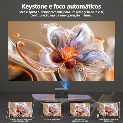 Image of Bettdow Projector 4k 8k 24000 Lumens Hd 1080P Compatible Full Of Android 12, Smart Projectors 700 ANSI WiFi6 BT4.2, Auto Correction, Electronic Focus Projector