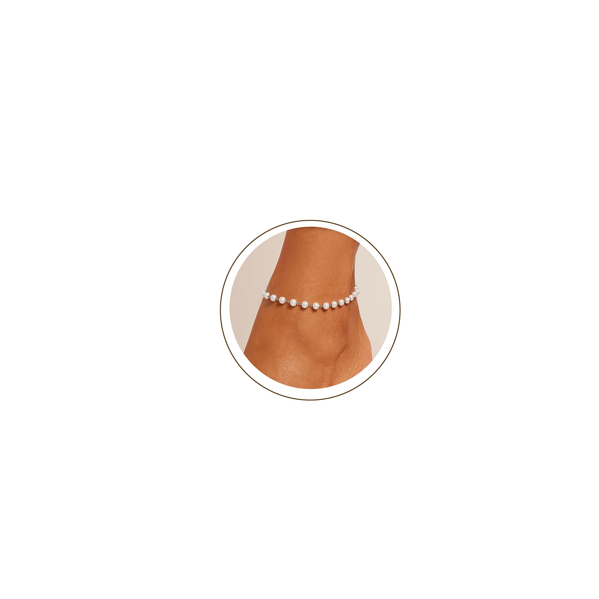 Waterproof Ankle Bracelets for Women Gold Anklets Non Tarnish Pearl/Figaro/Cuban/Snake Chain Anklet Adjustable Anklets for Womens Summer Beach Anklet Foot Jewelry for Women Gift