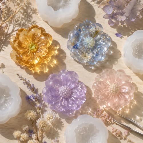 4 Pack 3D Flower Silicone Molds,DIY Candle Soap Making Cake Decorating by JDH Silicone - Image 5