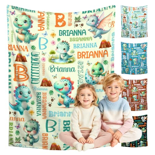 Image of Custom Dinosaur Blanket for Boys Girls,Ultra Soft Personalized Gifts Baby Blanket,Customized Throw for Toddlers Newborn Stroller Crib,40 inchx50 inch