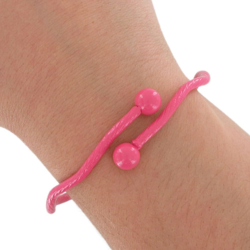 Hot Pink Retro Twist Pattern Enamel Wave Wrap Around Layering Bracelet 1970s Fashion Bracelets for Women Trendy Accessories for Women Stylish Additions