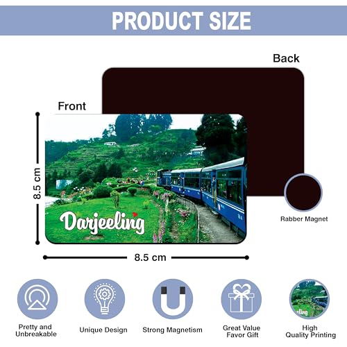 Image of Elegant Fridge Magnet with Themes |Rectangular Size Refrigerator Magnet with Magnetic Rubber Back | Pack of 1, 8.6cm X 5.4cm (Darjeeling.)