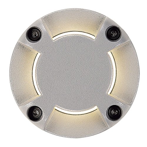 SLV Lighting 4227384U LED Plot Round Cover For LED Insert, 4 Slots - Silver Grey Finish, Silver Grey