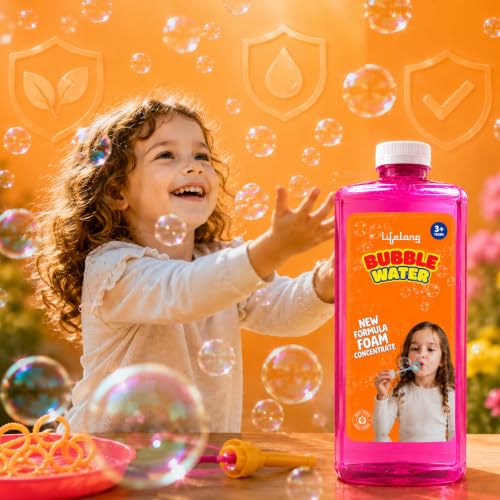 Image of Lifelong Bubble Solution 1000 ML | Colorful Bubbles Liquid Refill | Compatible with All Bubble Machine | Non-Toxic & BIS Certified, Ready to Use Bubble Solution for Kids