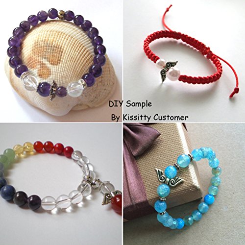 Kissitty Assorted 8 Styles Antique Silver Plated Alloy Wing Charm Beads Spacers With Container Box For Jewelry Making About 240Pcs/Box #TOP6