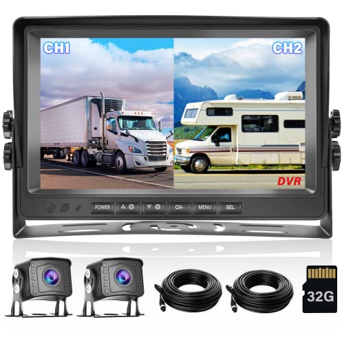Podofo 1080P Kit Telecamera di Backup con 8 IPS Monitor per Auto Telecamera per Retromarcia IP69 Impermeabile Night Vision con Cavo di Prolunga da 49,2 Piedi per Rimorchi Camion Auto Camper Furgoni