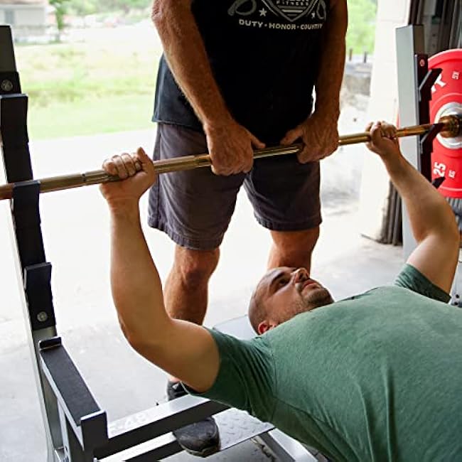 Valor Fitness Olympic Bench Press Station with Squat Rack ¨C Adjustable Spotter Arms, Safety Catch, and Plate Storage ¨C 500 lb Capacity for Home Gym Strength Training