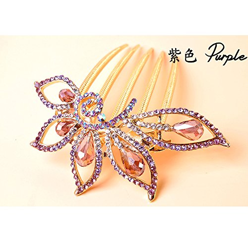 Fashion inlaid crystal alloy hair comb/hairdisk YD1529,Champagne