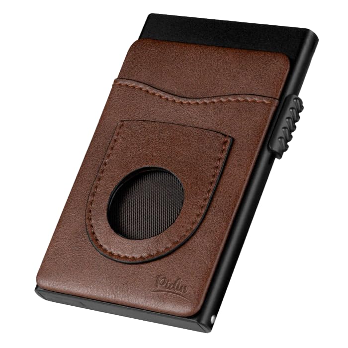 Aluminum Wallets With Air Tag Pocket Credit Card Holder Rfid Wallet, For Men And Women, 7 Cards, RFID Protection Ultra Metal Wallet Mini Case, Aluminum Bank ID holder, Black Color