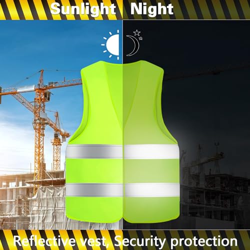 FAELNK Warnwesten Auto Pannenweste Warnweste 5 Stück Sicherheitsweste Neongelb KFZ Pannenhilfe Reflektierende Warnwesten für Autofahrern Arbeitskräften Pannenhilfe warnwetse Mit... – Bild 4