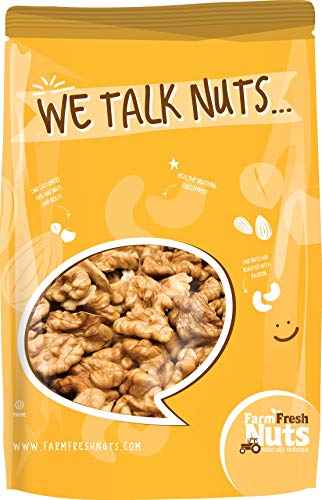 WALNUTS - RAW Shelled -Compares to Organic California Walnuts - Great Source of Omega 3 - Super Fresh and Crunchy - (2 LB) - Farm Fresh Nuts Brand, Two Pounds. Perfect For Baking, Cakes, Cookies, Vegan, Nut Butter Recipes, And to toss in a salad.