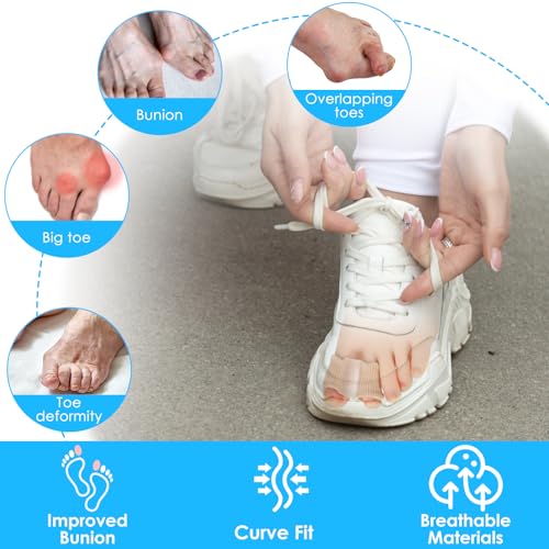 Image of 4 Pack Gel Toe Separators, Toe Spacer Toe Separators for Overlapping Toes Hammer Toe Straightener Hammer Toe Corrector for Women Men Bunion Corrector with 2 Loops for Feet,