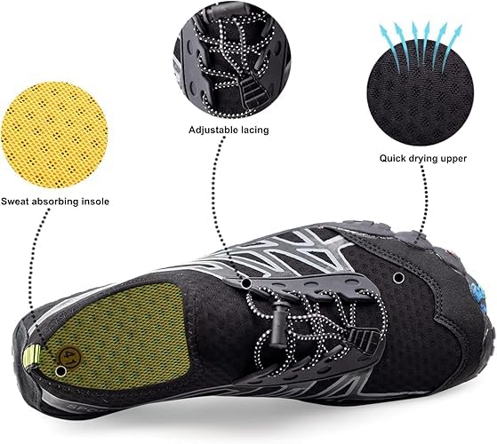 Water Shoes for Men Women Quick-Dry Barefoot Aqua Sock Outdoor Athletic Sport Shoes Black Mens Size 10 Womens Size 11 EUR 443