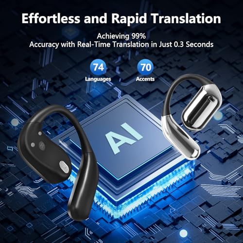 Image of AI Translation Earbuds Real Time, 144 Language Translator Earbuds with APP Compatible with iOS & Android, Bluetooth Headphones Translating Device for Travel Business and Learning - Black12